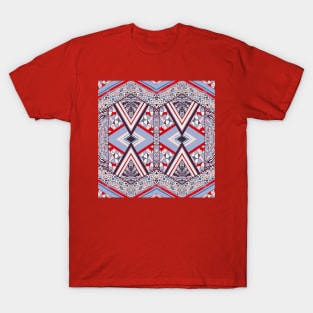 Handmade Purple and Red Geometry T-Shirt